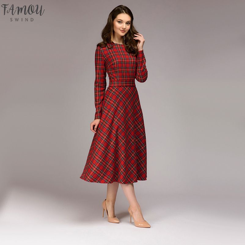 ladies red tartan dress