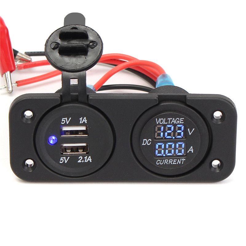 Led-anzeige zigarettenanzünder elektrische spannungsmesser f auto T