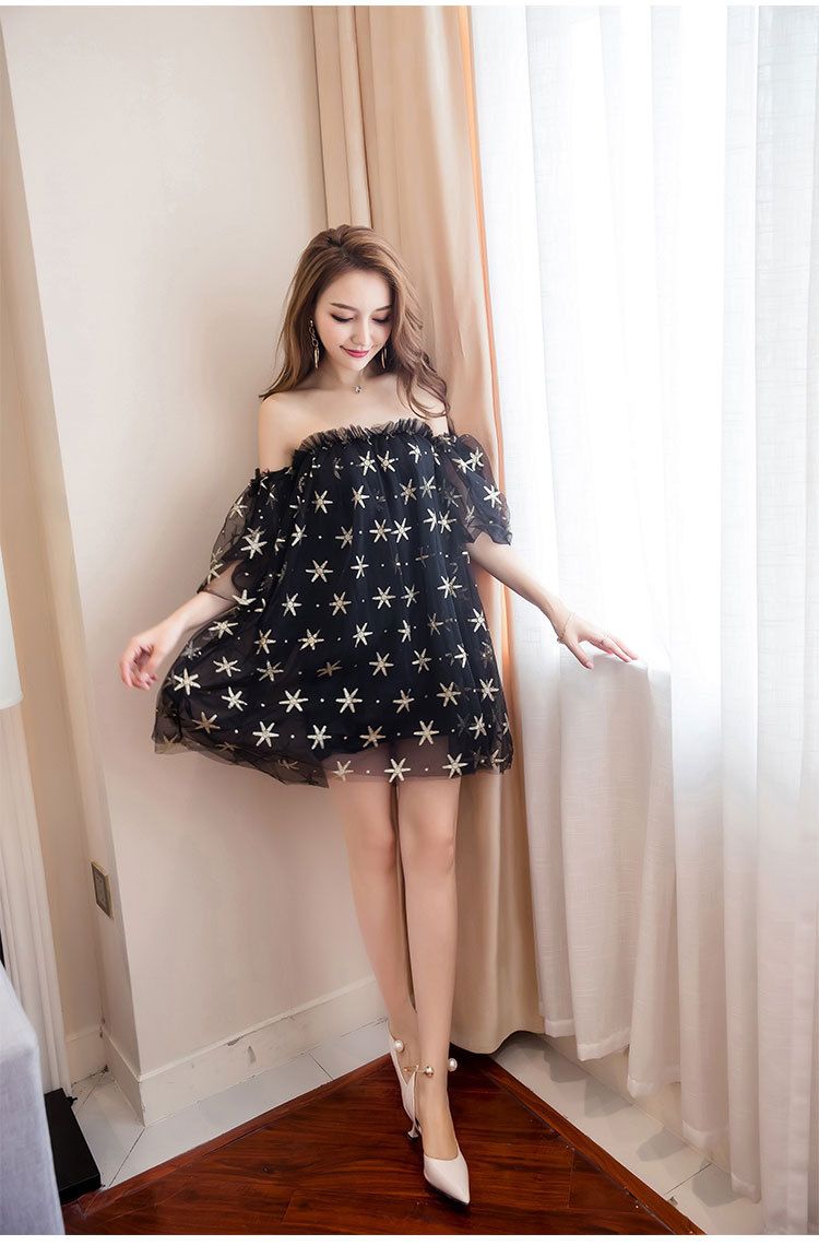 off shoulder net dress