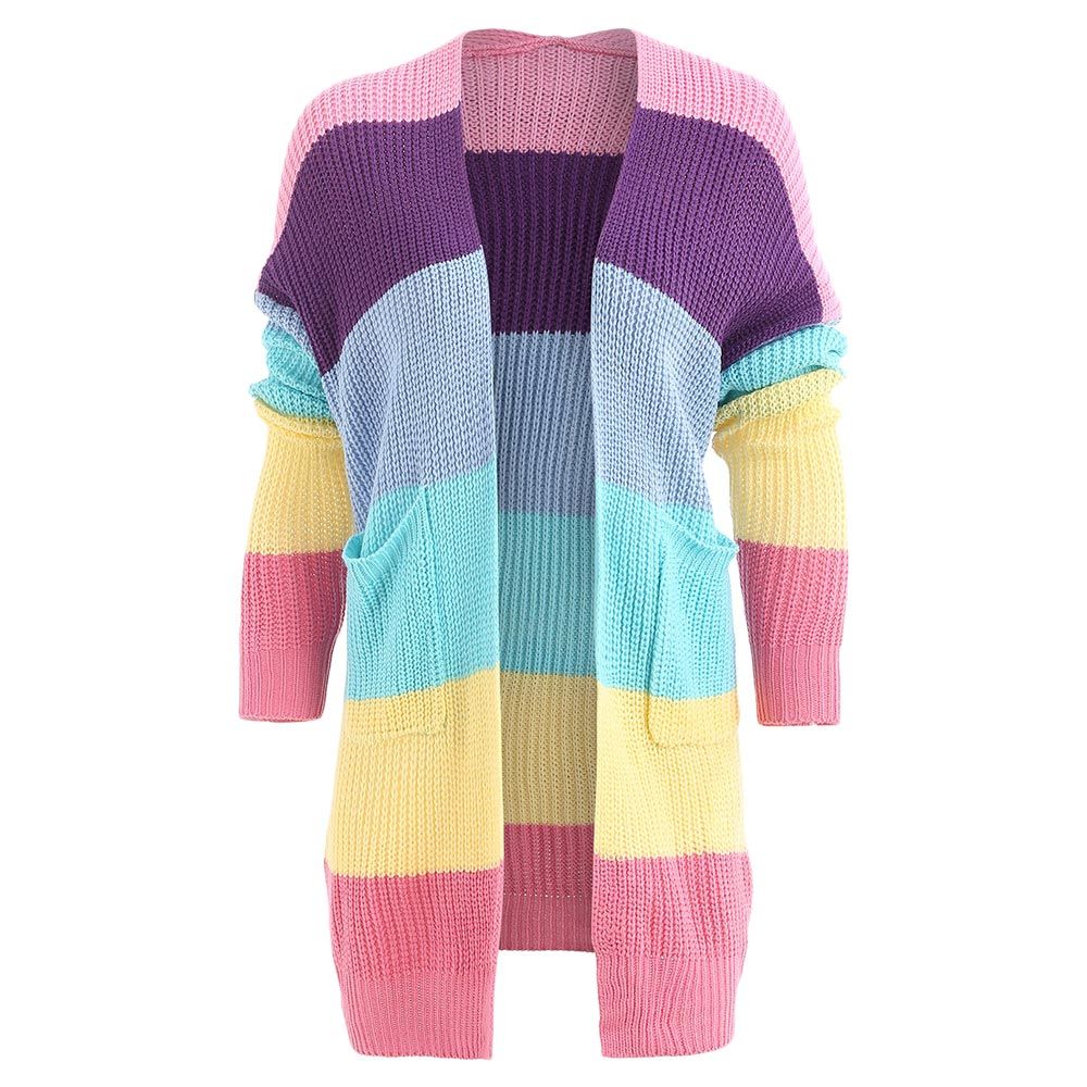 rainbow color block cardigan