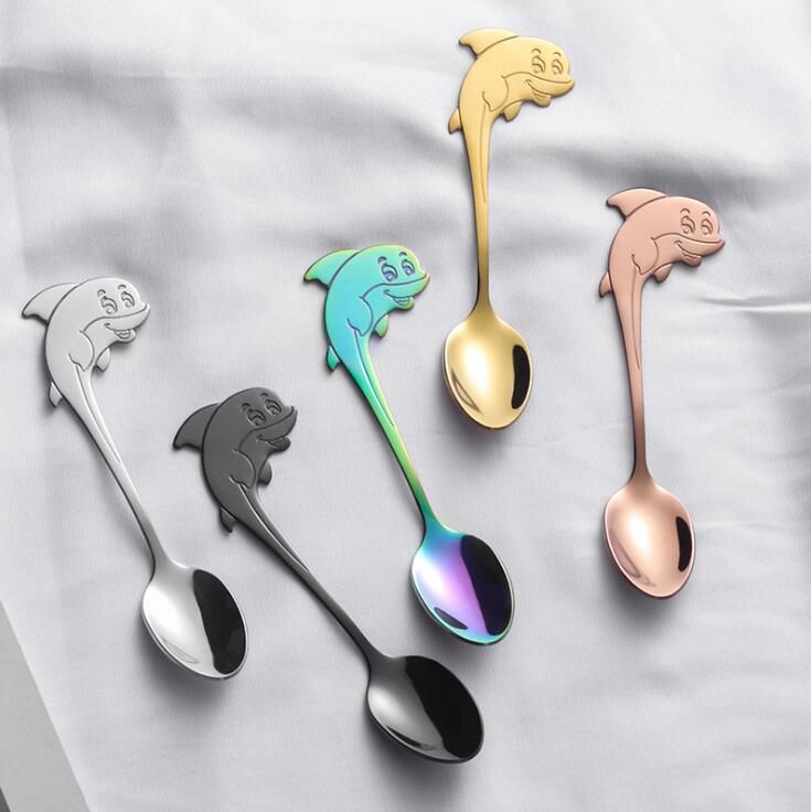2020 Cute Dolphin Spoon 304 Stainless Steel Dolphin Stirring Spoons