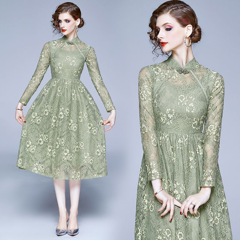 army green lace dress
