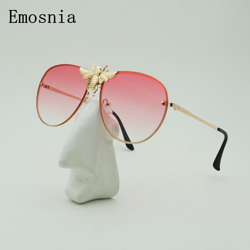 Sunglasses Metal Big Bee Gradient Lenses UV400 Retro Men Women Shades