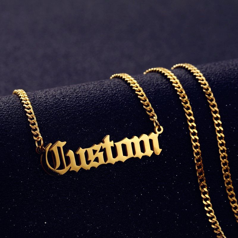 Personalizado Nombre personalizado Collar Colgante Color Oro 3mm Cadena Cubana Cadena personalizada Para Mujeres Hombres