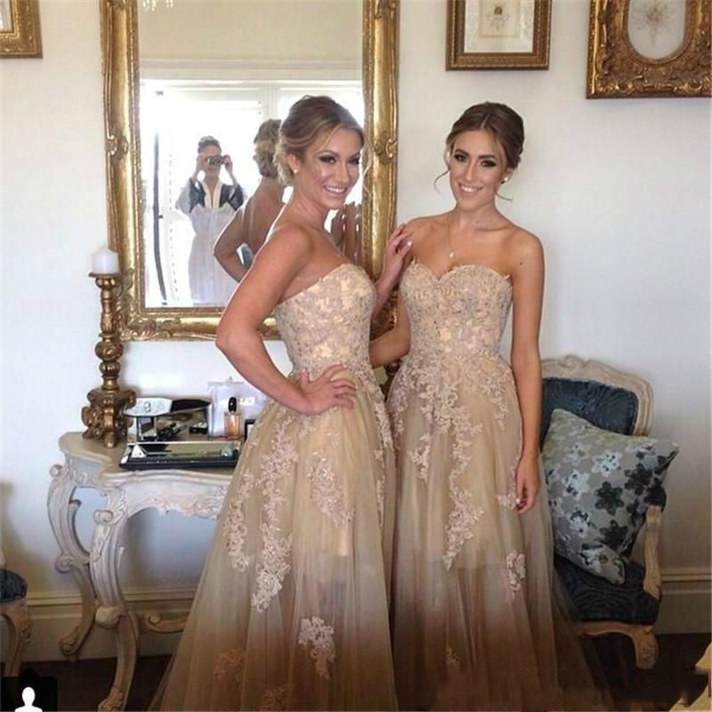 Elegant Champange Sweetheart Long Bridesmaid Dresses With Lace Appliqued Floor Length Country Beach Wedding Guest Dresses 2020 Navy Blue Bridesmaids Dresses Off The Shoulder Bridesmaid Dresses From Loveweddingmade 85 03 Dhgate Com