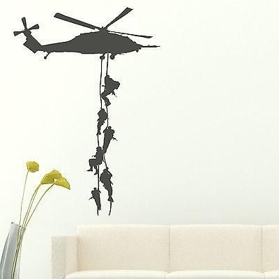 Wholesale Marines Vinly Wall Sticker Helicopter Sticker Decal For Boys Bedroom Boys Army Decor Removable Wall Decals For Kids Removable Wall Decals