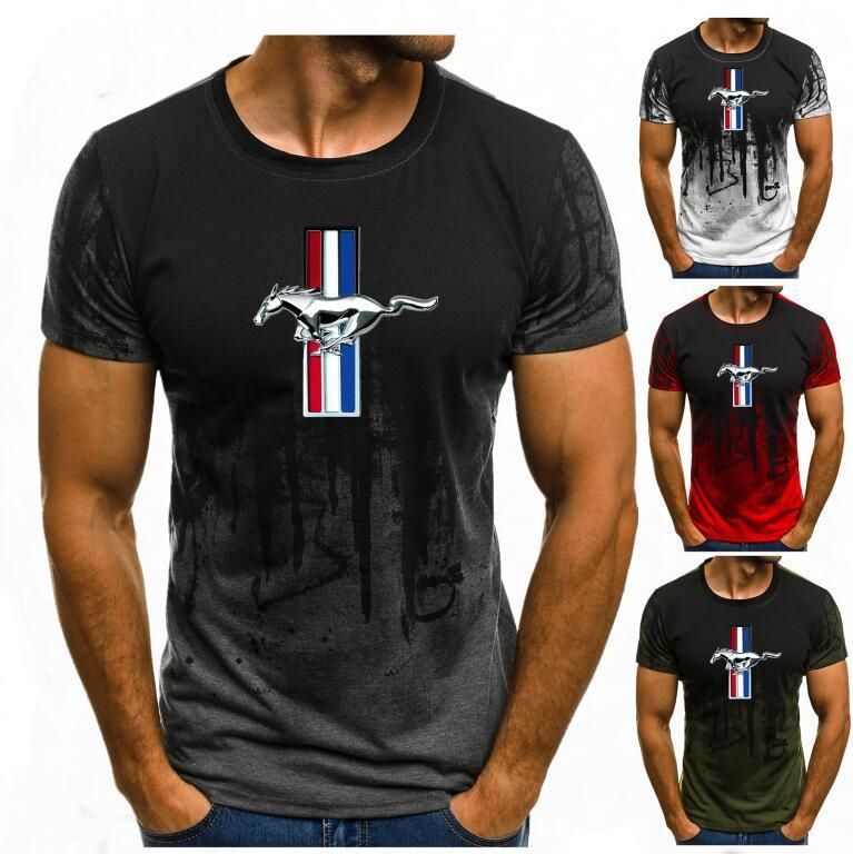 Ford Mustang T Shirt Men Gradient Color Short Sleeve Beefy Muscle