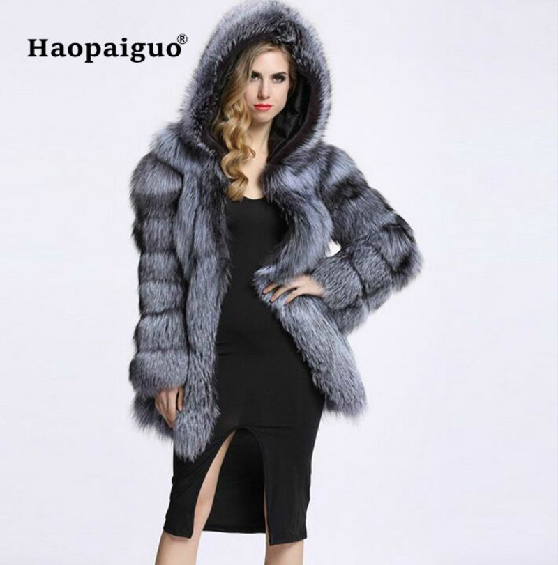 plus size fur jacket black
