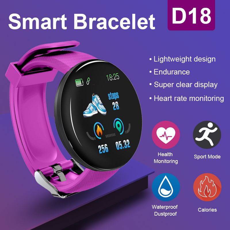 Suministro Al Por Mayor D18 Smartwatch Pulseras Frecuencia Cardíaca Oxígeno  Sanguíneo Tipo De Reloj Inteligente Pulsera Inteligente Reloj Deportivo  IP65 Podómetro Impermeable Rastreador De Actividad De Superfactorywareho,  8,15 € | Es.DHgate.Com