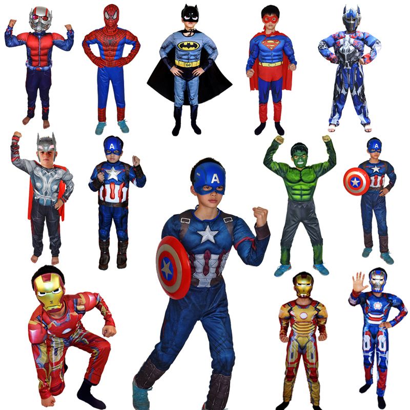 Superhéroes muscular Cosplay Niños ropa de Halloween del traje de superhéroe The Avengers Niño del mono Superhéroes muscular Cosplay Niños ropa de Halloween del traje de superhéroe The Avengers Niño del mono