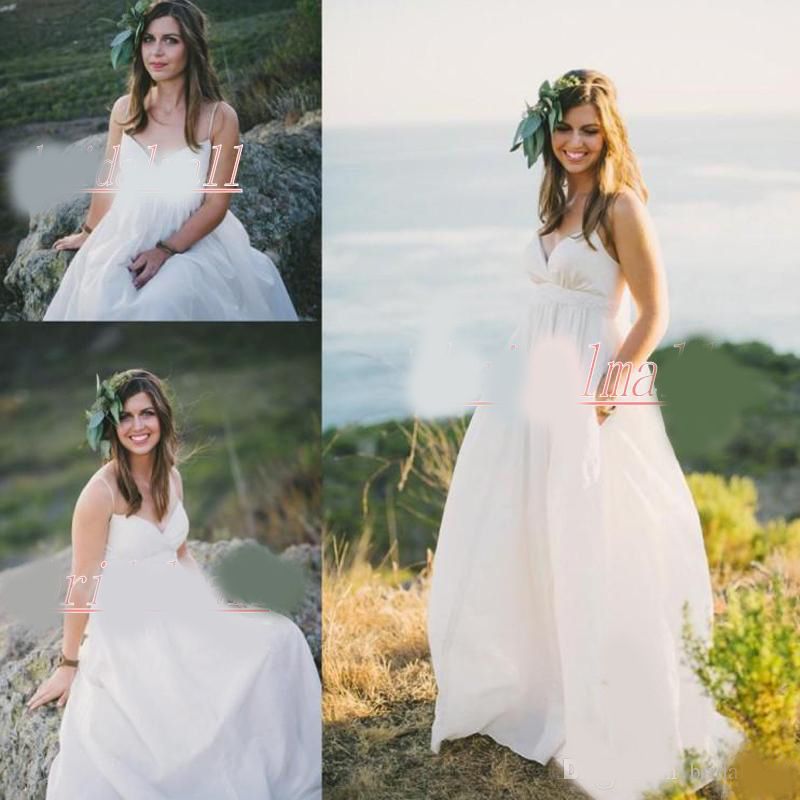 Acheter Ete Plage Robes De Mariage Pour Les Femmes Enceintes Bretelles Spaghetti Country Style Empire Robes De Mariee Pas Cher Robe De Mariee De Mariee De Maternite De 81 45 Du