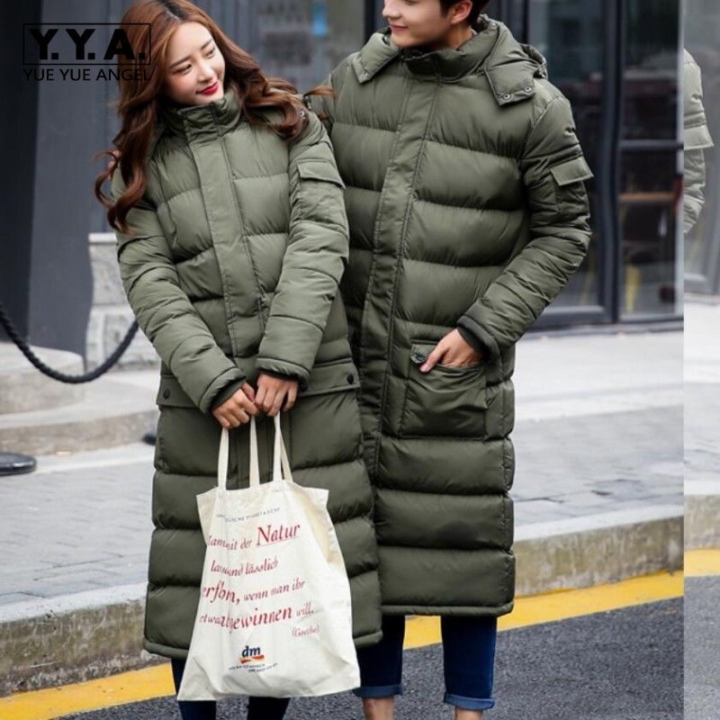 mens long padded coat with hood