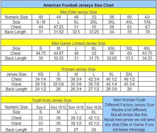 Mitchell And Ness Football Jersey Size Chart