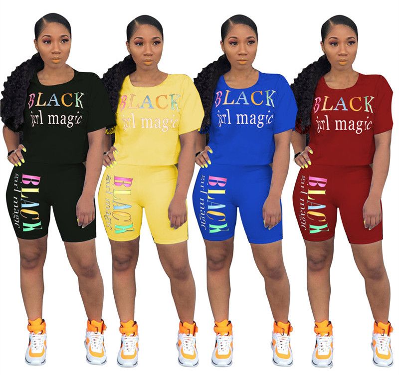 Compra Verano Mujer Chándal Camiseta De Manga Corta Impresión De Letras  Tops + Pantalones Cortos Conjunto De 2 Piezas Camiseta Pantalones Cortos  Traje Ropa Deportiva Estilo Caliente Nuevo Barato | Entrega Rápida