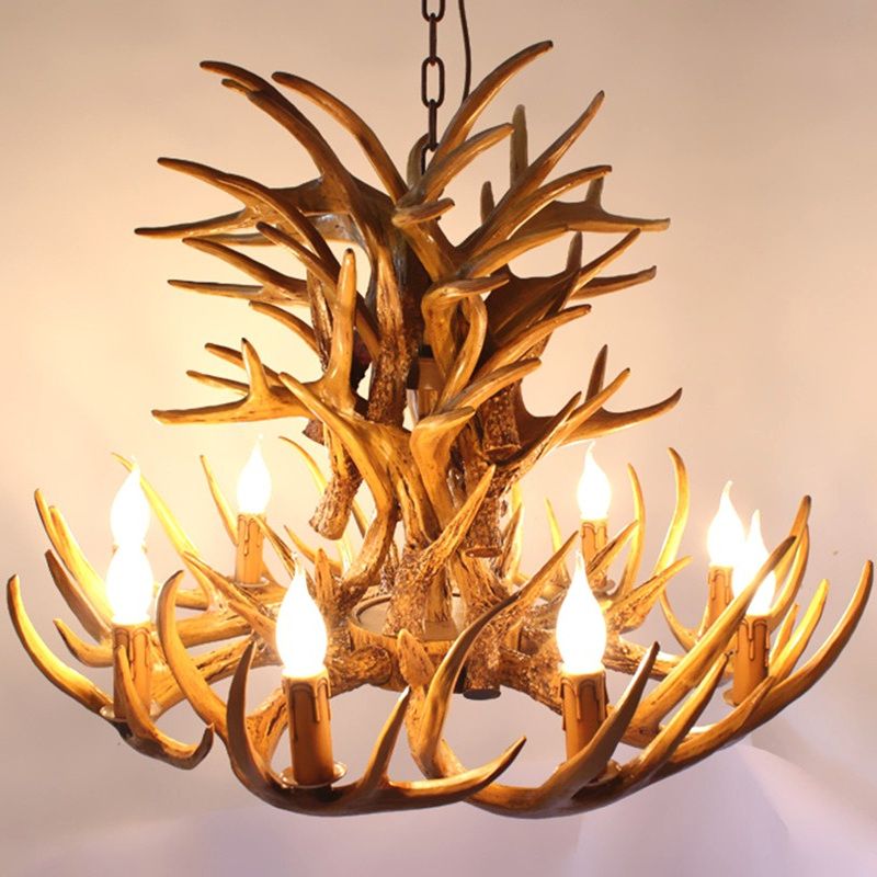 Jess Deer Antler Chandeliers Ramadan Decorations Led Lights American Country Loft Decor Light110 V 260 V Hanging Lighting Modern Hanging Lights From