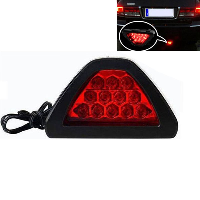 ACAMPTAR F1 Estilo 12 LED Luz de Parada del Freno de Cola Trasera Lampara de Niebla DRL Lente roja estroboscopica Tercera