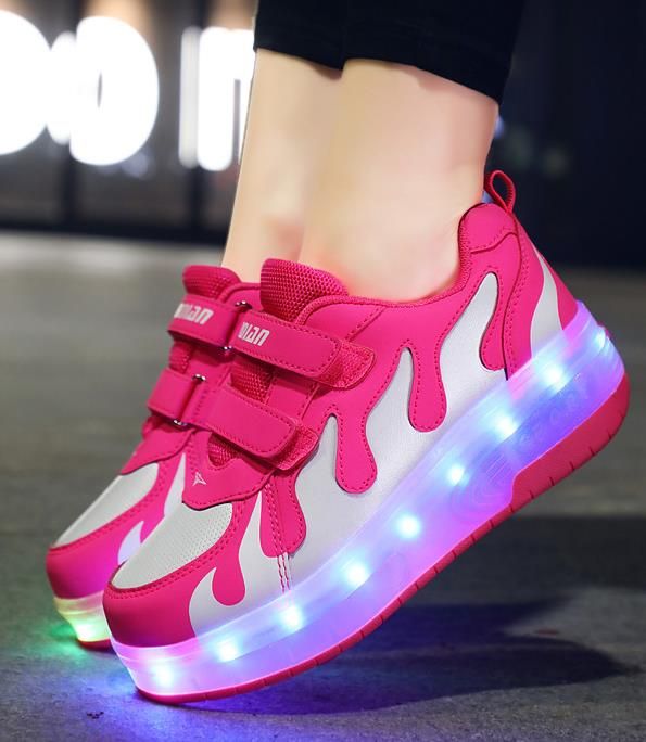 Pink Gold Children Glowing Sneakers 