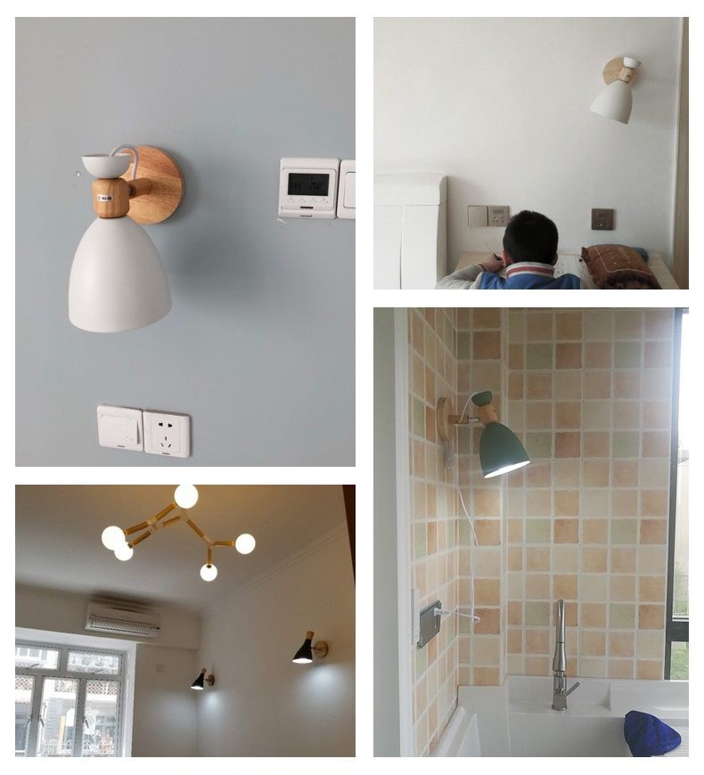 Rosado Apliques de Pared Cabecera E27 Bañadores de Pared con Interruptor de Cremallera para Pasillo de Dormitorio Ninos Habitación Infantil Niña ANKBOY Lámpara de Pared de Madera Maciza NóRdica