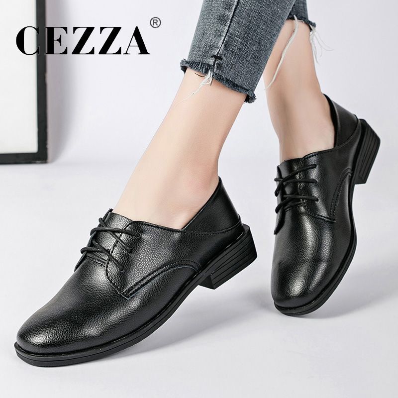 Cezza Women Winter Flats Loafers Shoes Ladies Genuine Leather