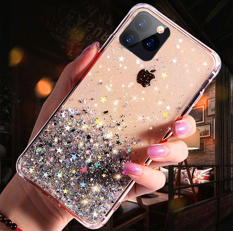Compre IPhone Luxo Bling Glitter Telefone Capa Para 11 Pro X XS Max XR  Silicone Macio Capa Para O IPhone 7 8 6 6S Mais De Casos Transparente Capa  Barato | Entrega