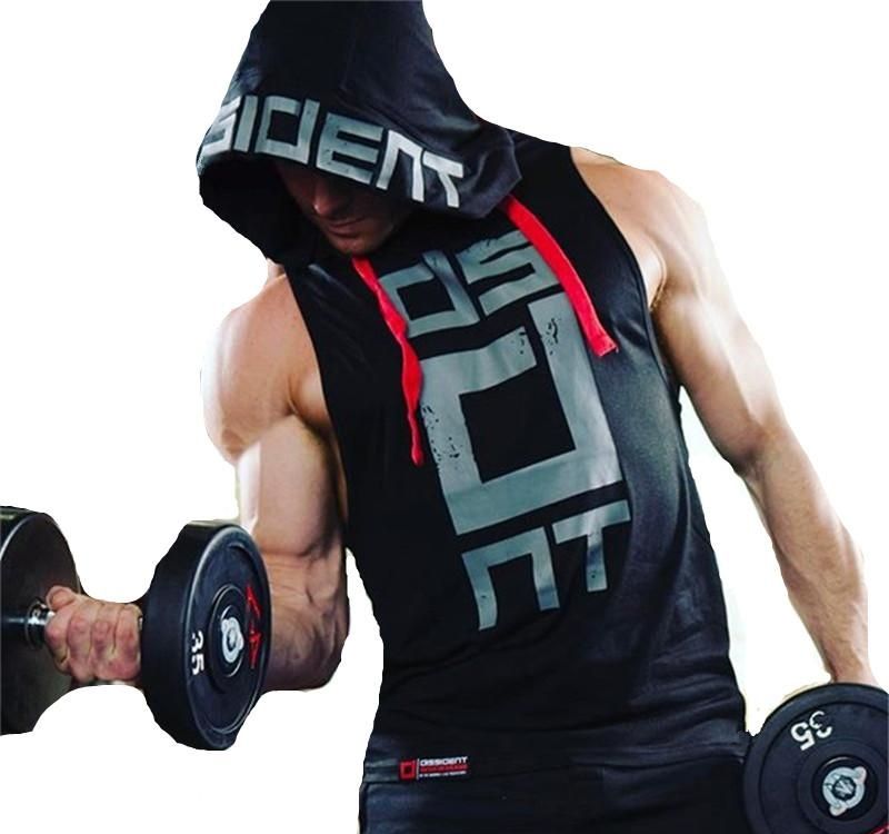 mens gym sleeveless hoodie
