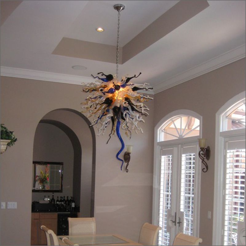 Energy Saving Mouth Blown Glass Chandelier Lightings High Ceiling Decoration Handmade Blown Glass Pendant Lights For Hotel Decor Ceiling Pendant Light