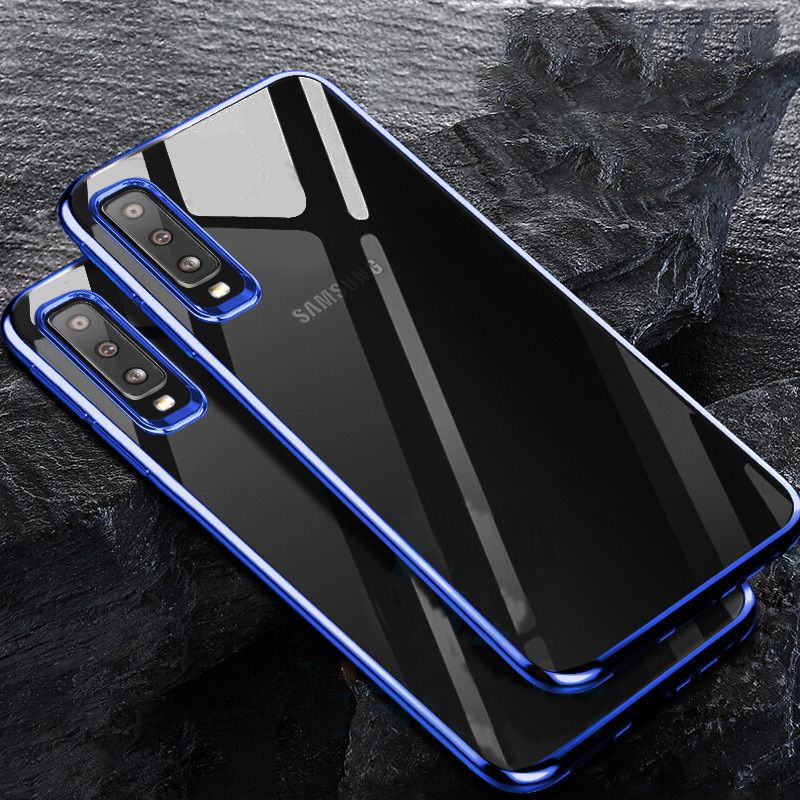 A750 Silikon Handyhülle für Galaxy A7 2018 Case Stoßstange Crystal Flexible Funkelnd Anti-gelb Ultraweich Slim Ultradünn Fit Silikon Case -Astronaut Kompatibel mit Samsung Galaxy A7 2018 Hülle 