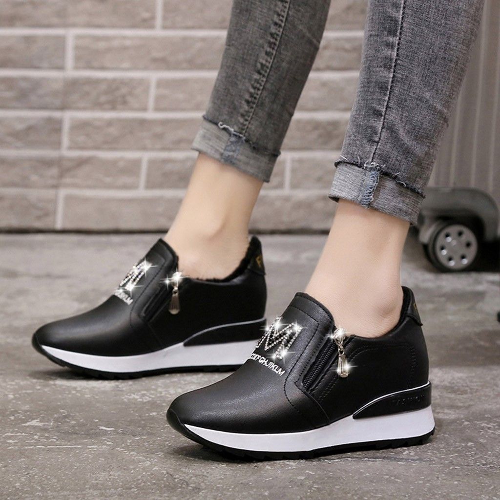 fashion letter slip on wedge sneakers