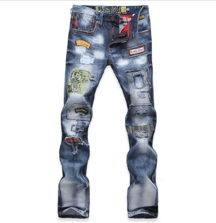 Compre Motorista De Impresión Flaco Vaqueros Hombres De Parche Baratos Jeans  Agujero Homme De Alta Calidad Pantalones De Mezclilla De Moda Masculina  Masculino Motocicleta Del Otoño Del Resorte Del Diseñador A 32,82