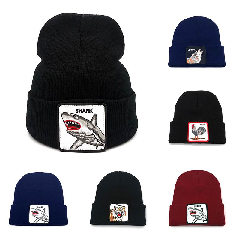 Adults Red Roses Leopard Print Elastic Knitted Beanie Cap Winter Warm Skull Hats