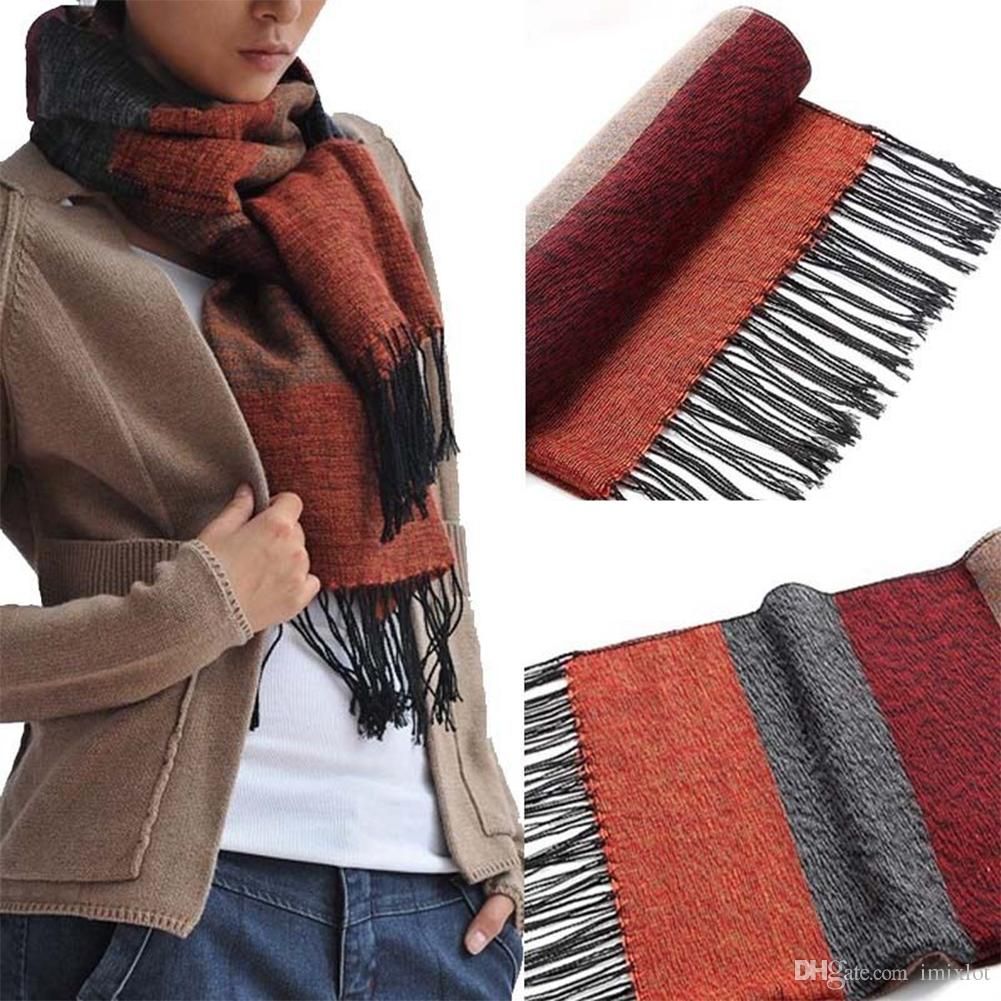 2018 bufanda para hombre de seda gruesa caliente bufandas de invierno hombres moda casual