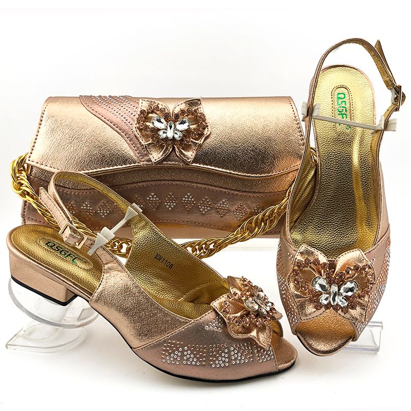 champagne gold shoes and bag