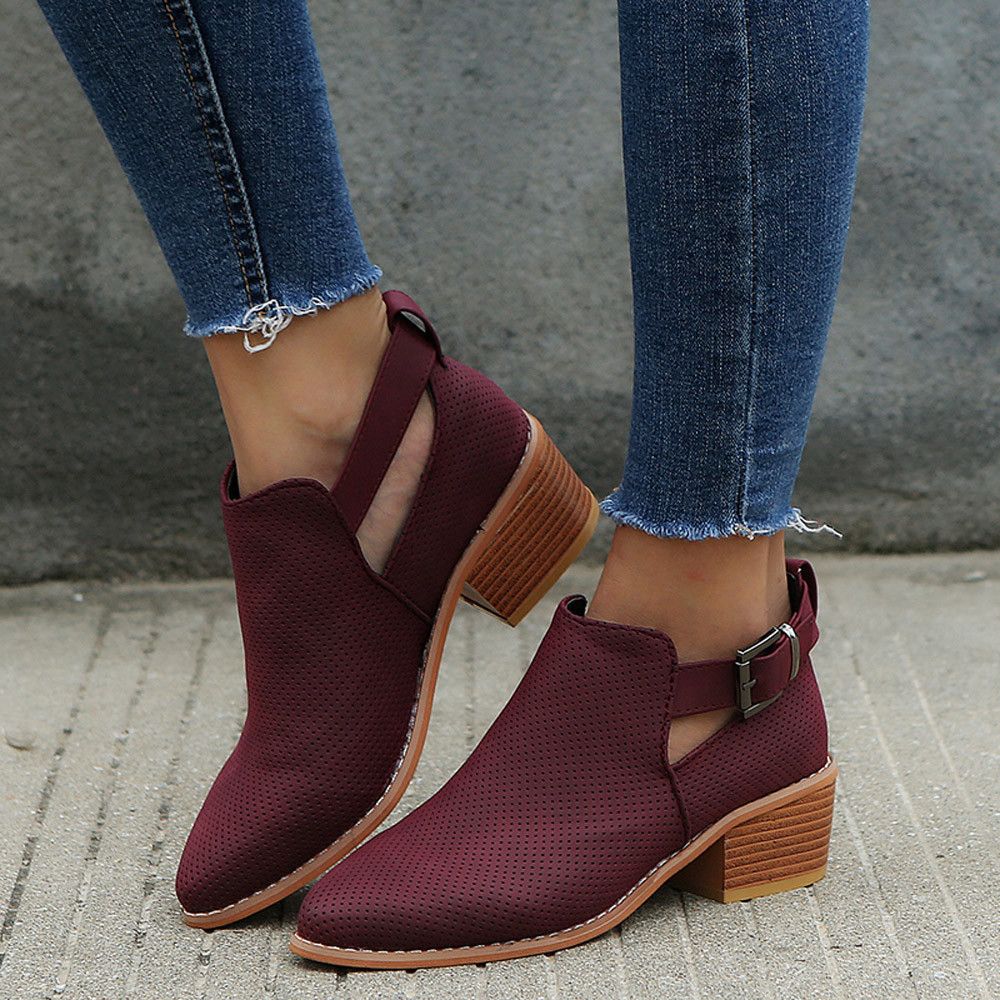 Botas de invierno para mujer 2019 Out Botines para mujer Punta estrecha talón cuadrado para mujer Zapatos Bota Feminina