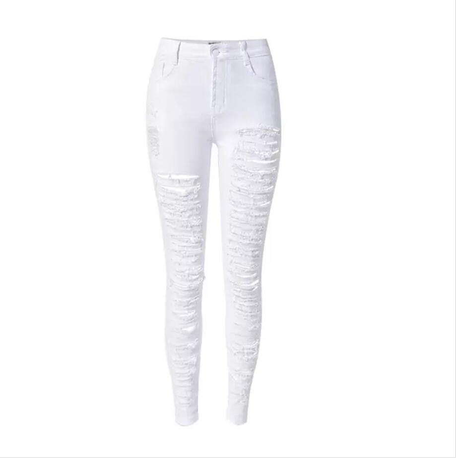 Compra Moda Vaqueros Del Agujero Blanco Mujer Lápiz De Los Pantalones  Vaqueros Flacos De Las Mujeres Femme Vaqueros De Mujer Mezclilla Pantalones  De Mezclilla Pantalon Jean Rasgados Barato | Entrega Rápida Y