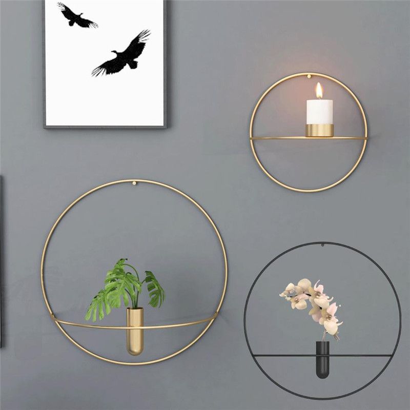 3d Geometric Wall Mounted Candle Holder Metal Tea Light Home Decor