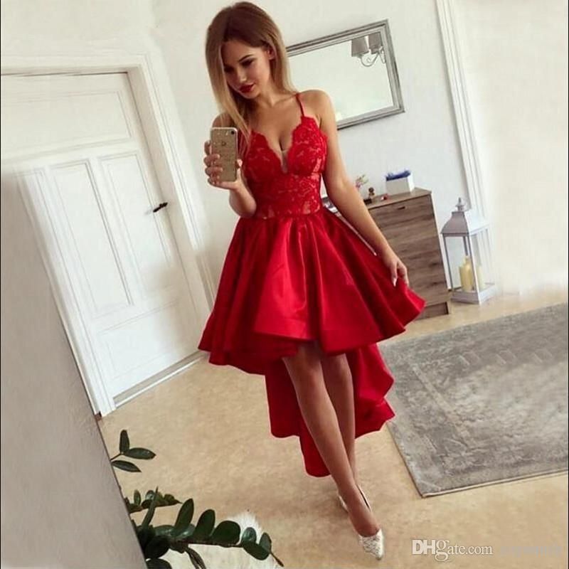 Red Short Lace Cocktail Dresses Women For Graduation Prom