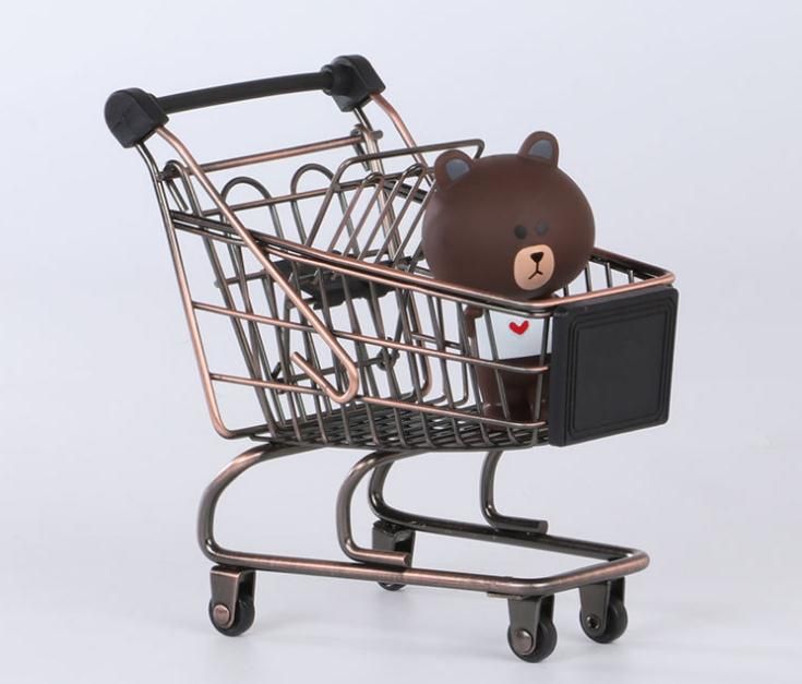 MagiDeal Metal Shopping Cart Supermarket Handcart Kids Playhouse Rose Gold 