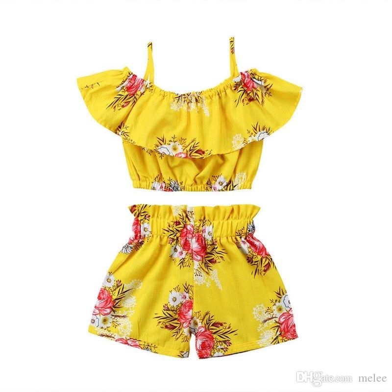 Ropa De Verano Para Niñas Top Con Volantes Y Pantalones Ropa De Verano Para Niñas Top Con Volantes Y Pantalones