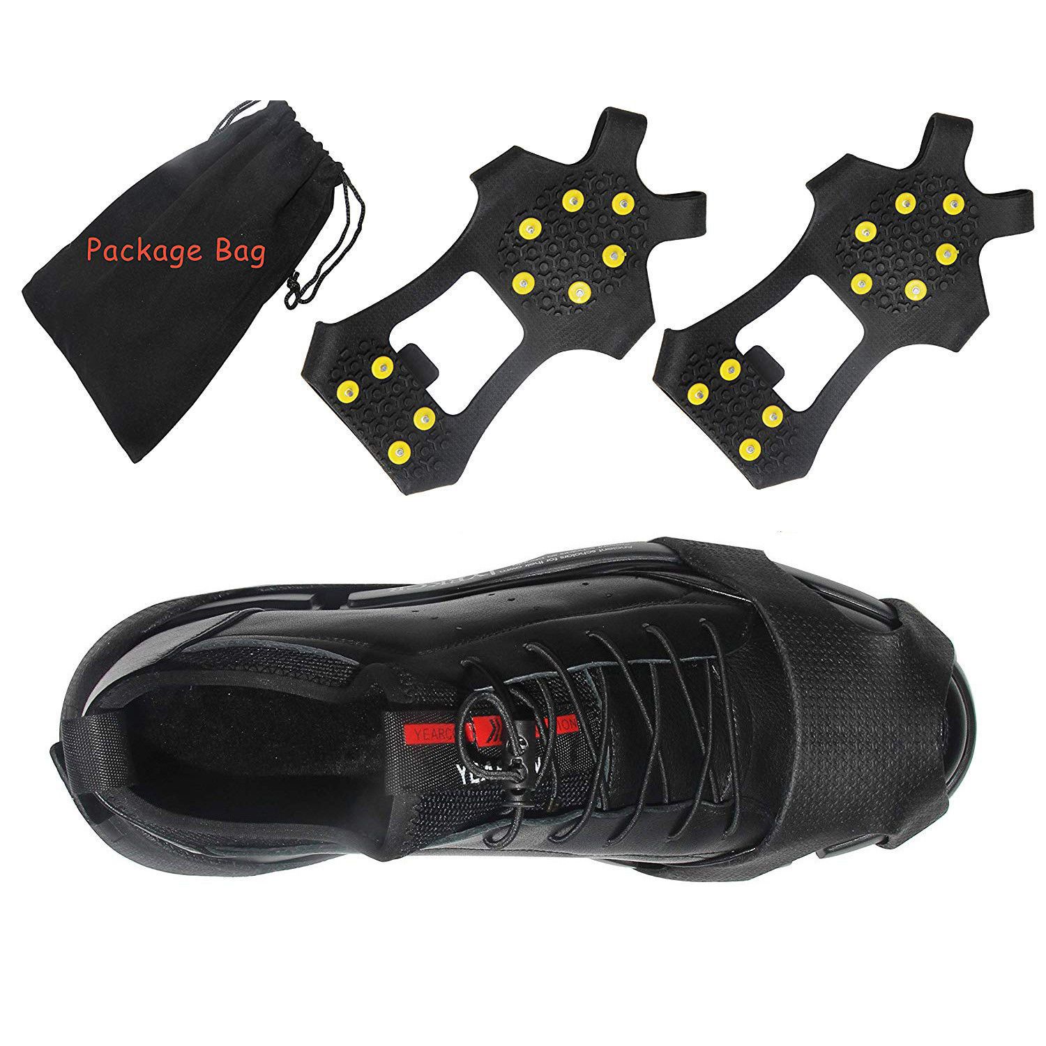 GreatWall 10 Crampons antid/érapants Chaussures de Neige Couvrent des Pointes durables poign/ées Crampons Crampons Noir s