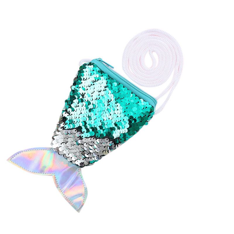 Gift for children Coin purse Mini Shoulder Bag Mermaid Tail Sequin Zipper
