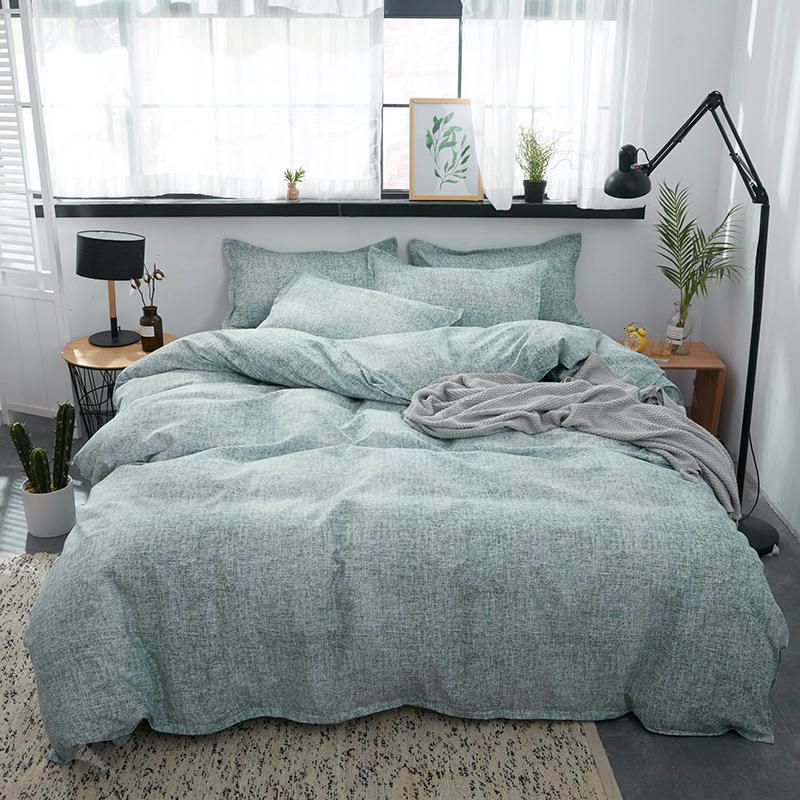 2020 3 Bedding Sets Aloe Cotton Green Color Duvet Cover Flat Bed