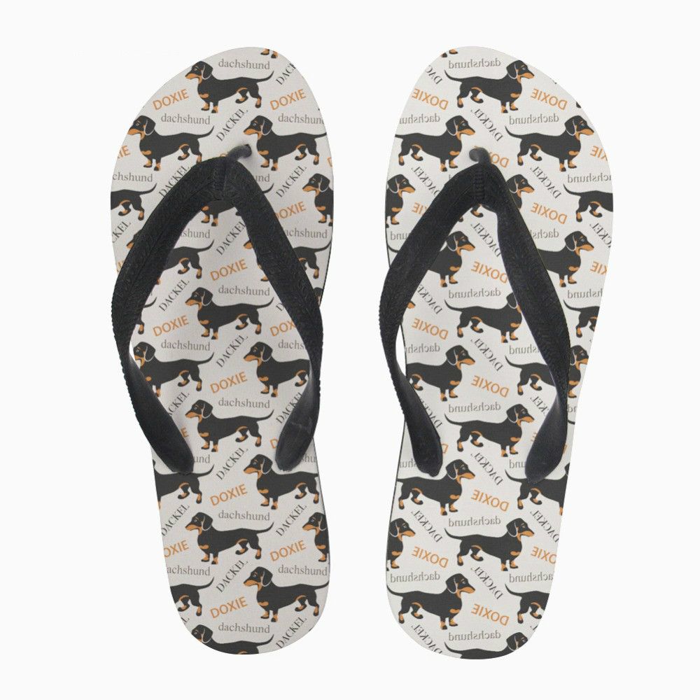 Twoheartsgirl Cute Dachshund Dog Flip Flops Printing Animal Summer