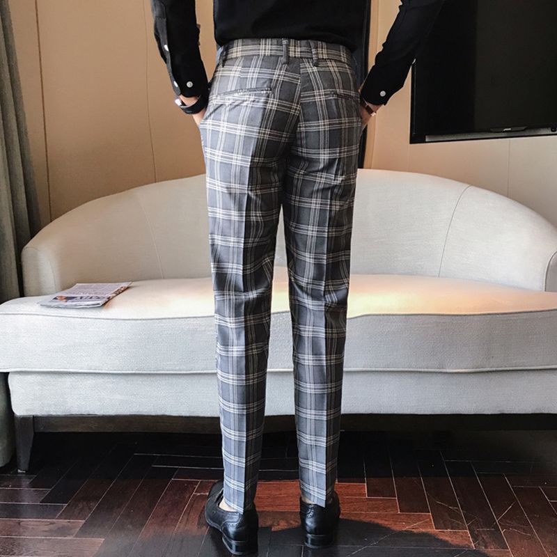 Acquista Helisopus Men Dress Pantaloni A Quadri Da Uomo In Pelle Stile Classico Stile Inglese A 22 76 Dal Maluokui Dhgate Com
