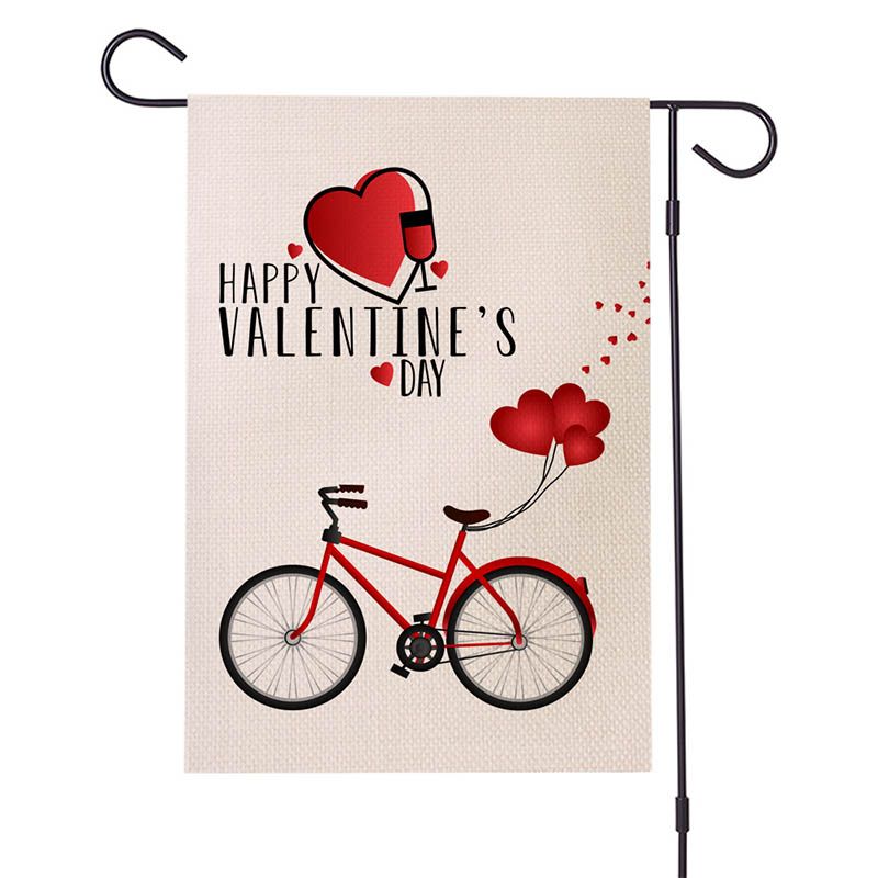 2020 Valentine S Day Garden Flag Love Heart Balloons Bike Bicycle