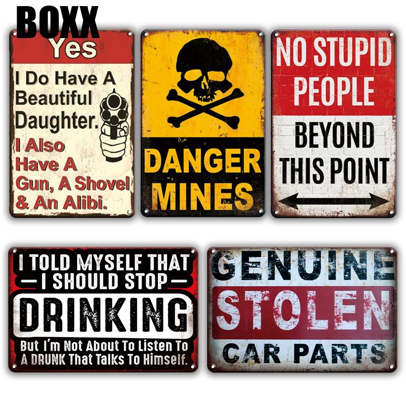 Metal Tin Sign warning no trespassing poster Decor Pub Bar Home Vintage Retro