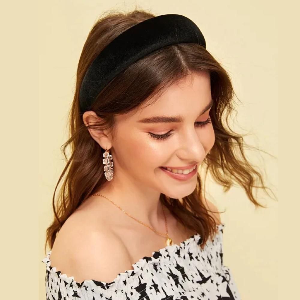 Women Soild Velvet Headbands Fashion Thick Velvet 90s Vintage Hair