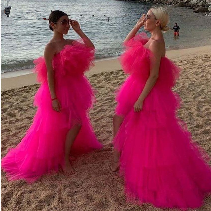 hot pink ruffle dress