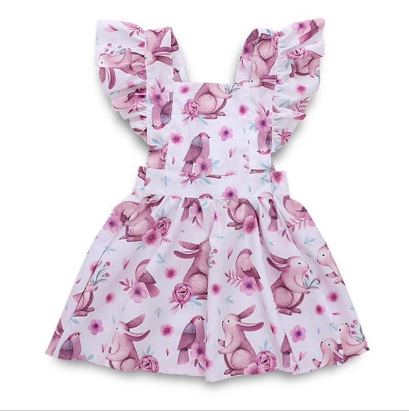 Rabbit Toddler Baby Girls Dress Long Sleeve Party Casual Dresses Clothes Easter