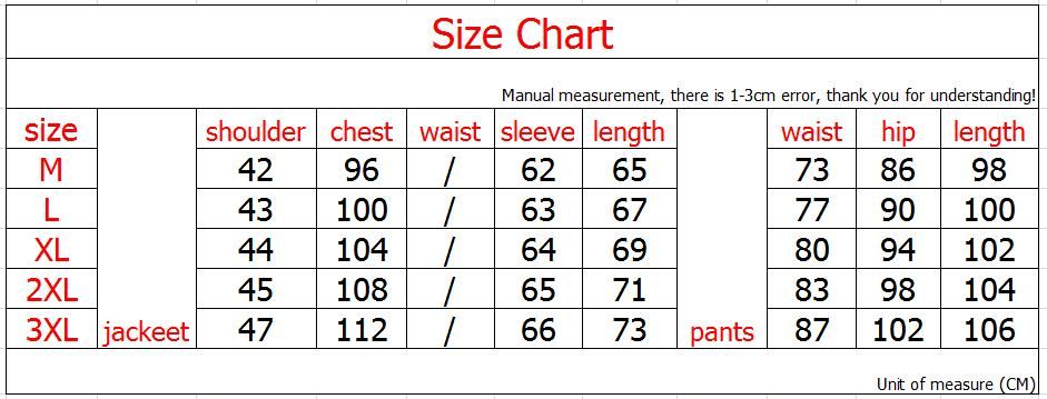 Suit Pants Size Chart