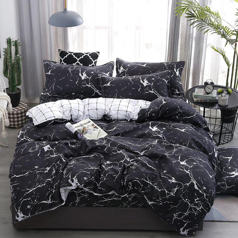 Bedding Set New Geometric Duvet Cover Set Flat Sheet Black Bed